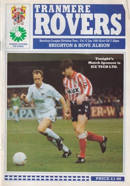 Tranmere Rovers v Brighton & Hove Albion Match Programme 1992-01-17